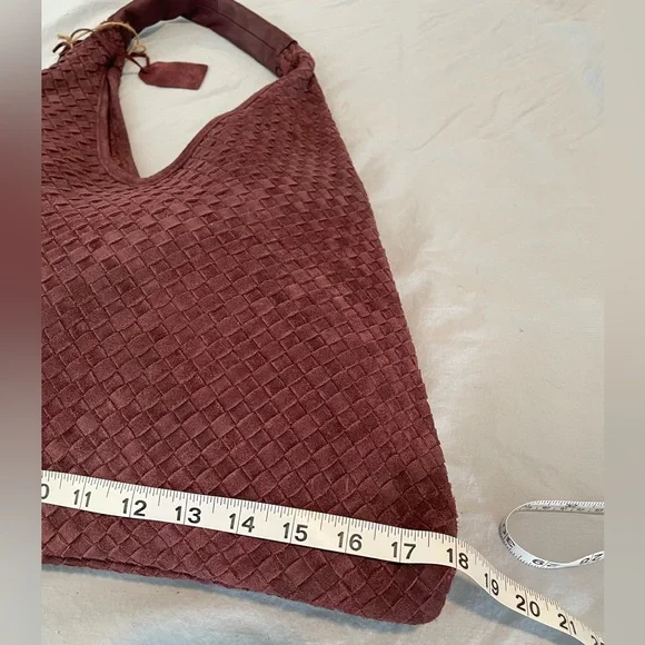 Genuine Suede Burgundy Woven Hobo Bag Fall 2025 - Picture 6 of 9